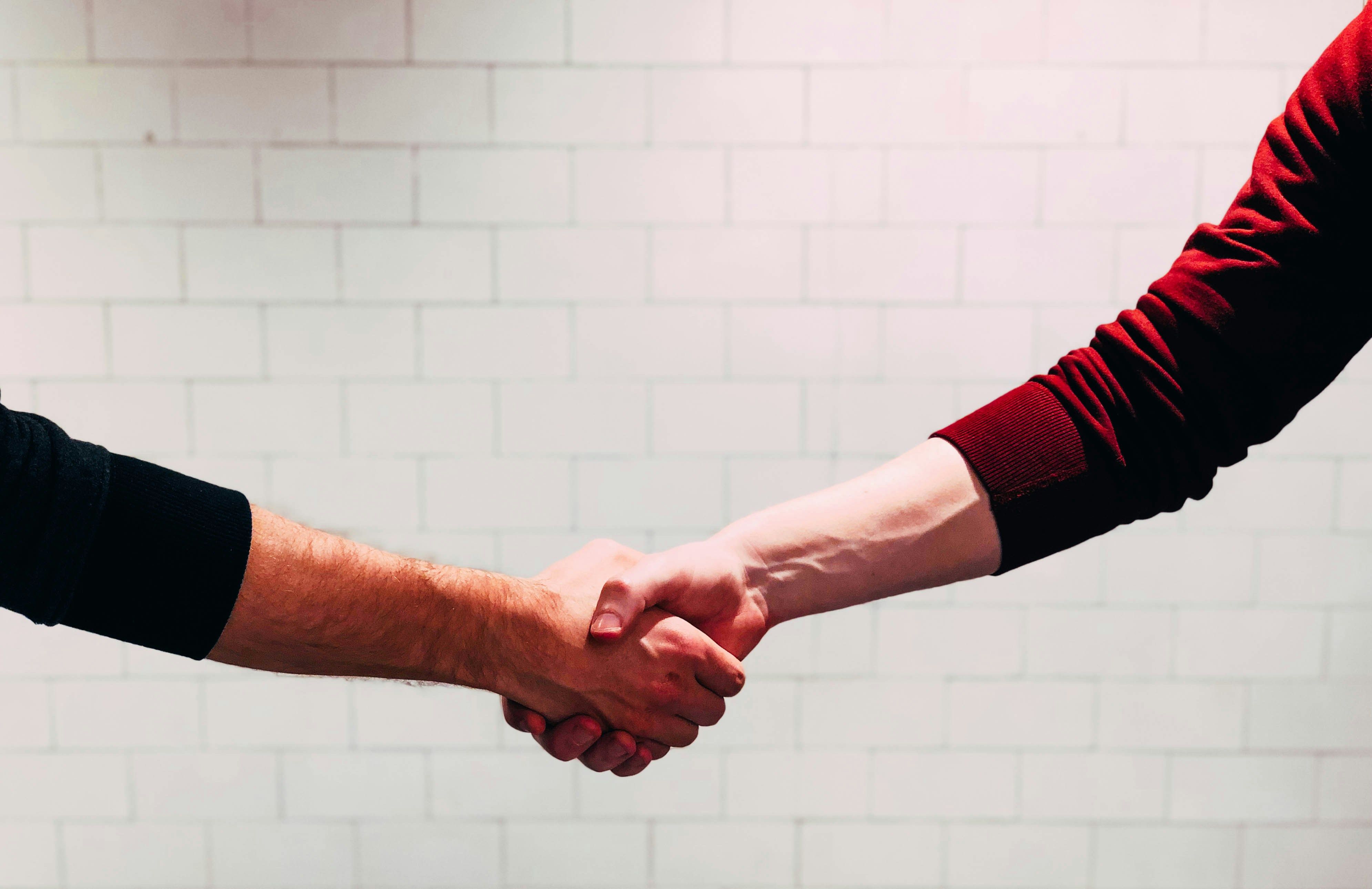 Two people handshaking