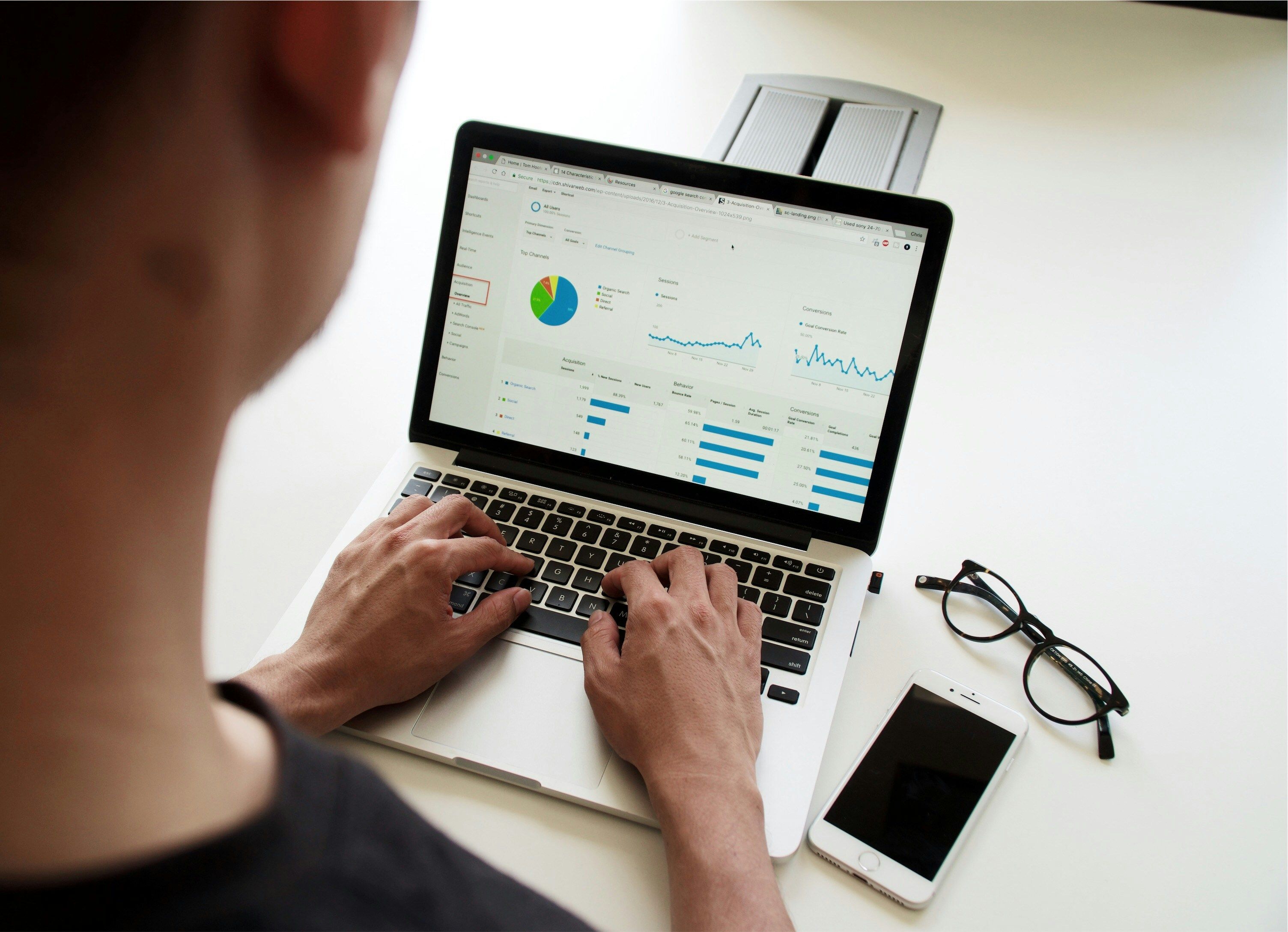 Dashboard with graphs on laptop